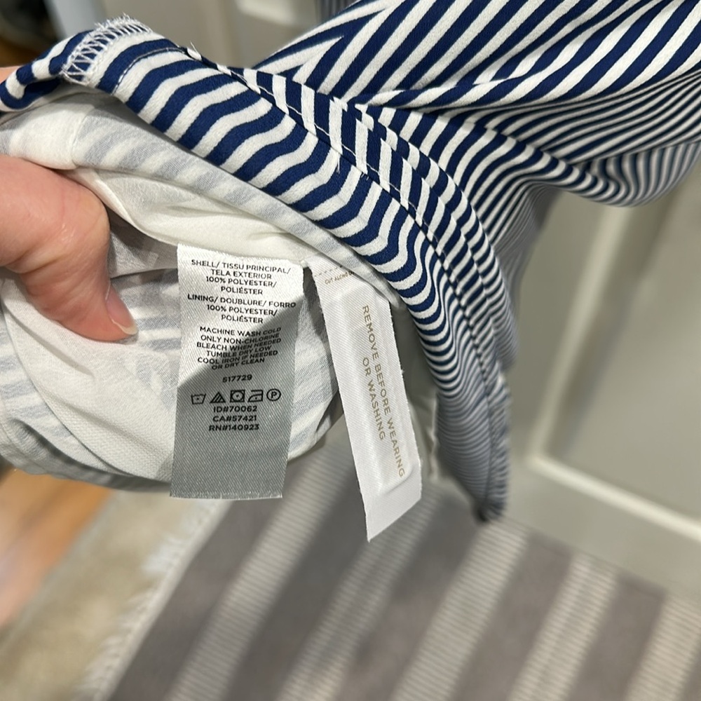 NWT LOFT Navy and White Striped Shirt Dress - Picture 6 of 6